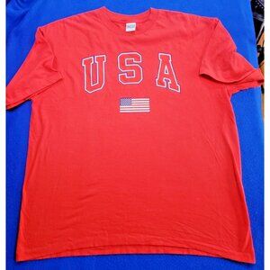 Vintage 90s Danaggers USA AMERICA Flag Red T-Shirt Men's Size Large